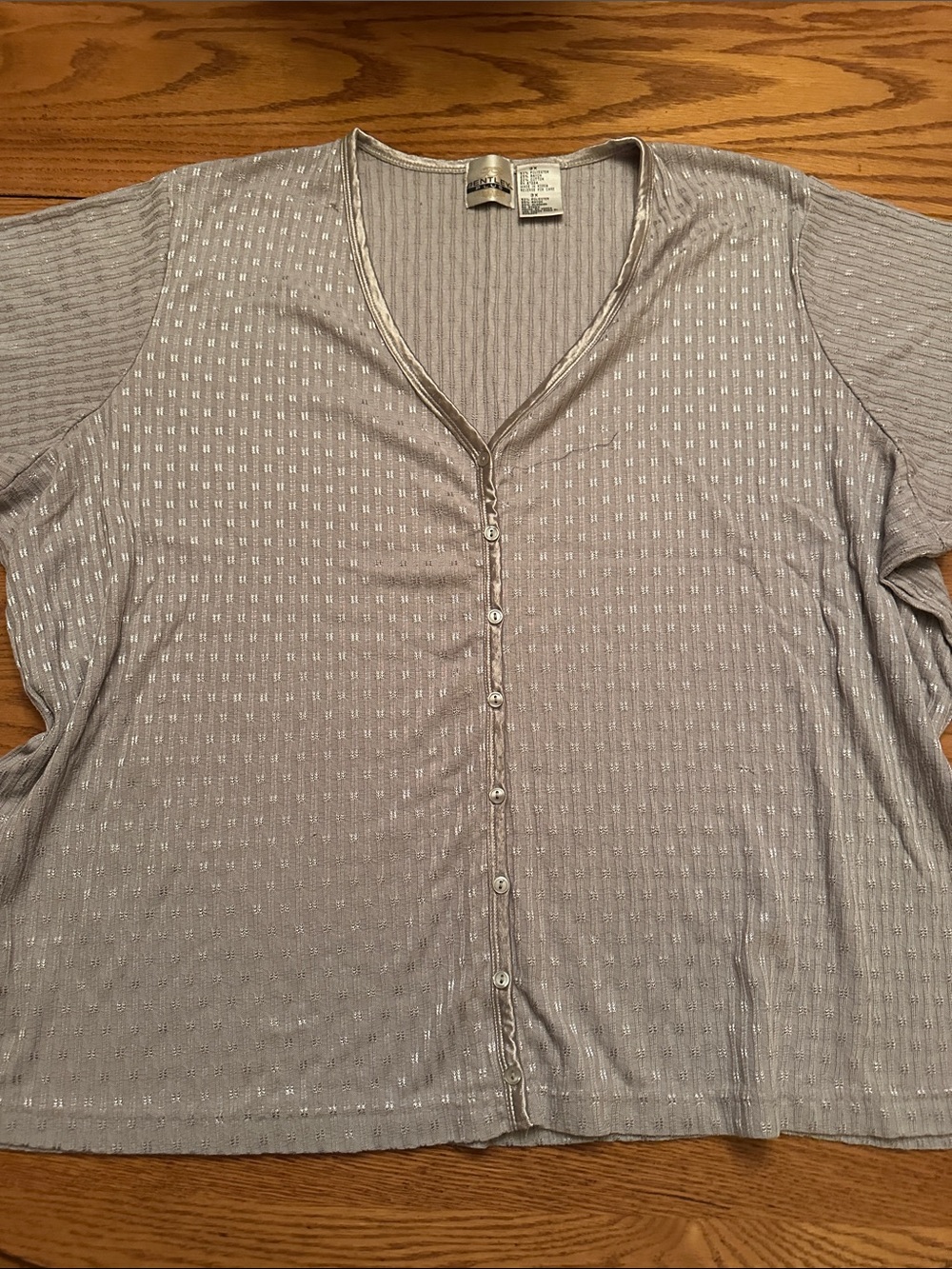 Women’s Button-Front V-Neck Top in Light Taupe Sz 3x